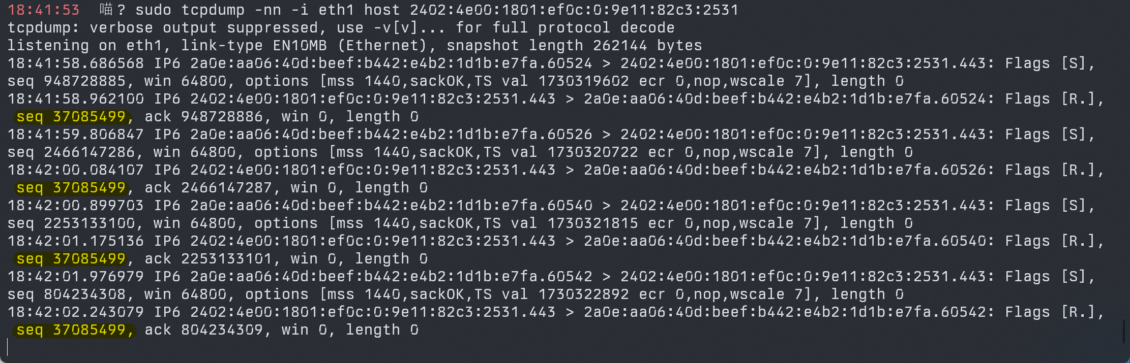 RED PACKET w/ tcpdump